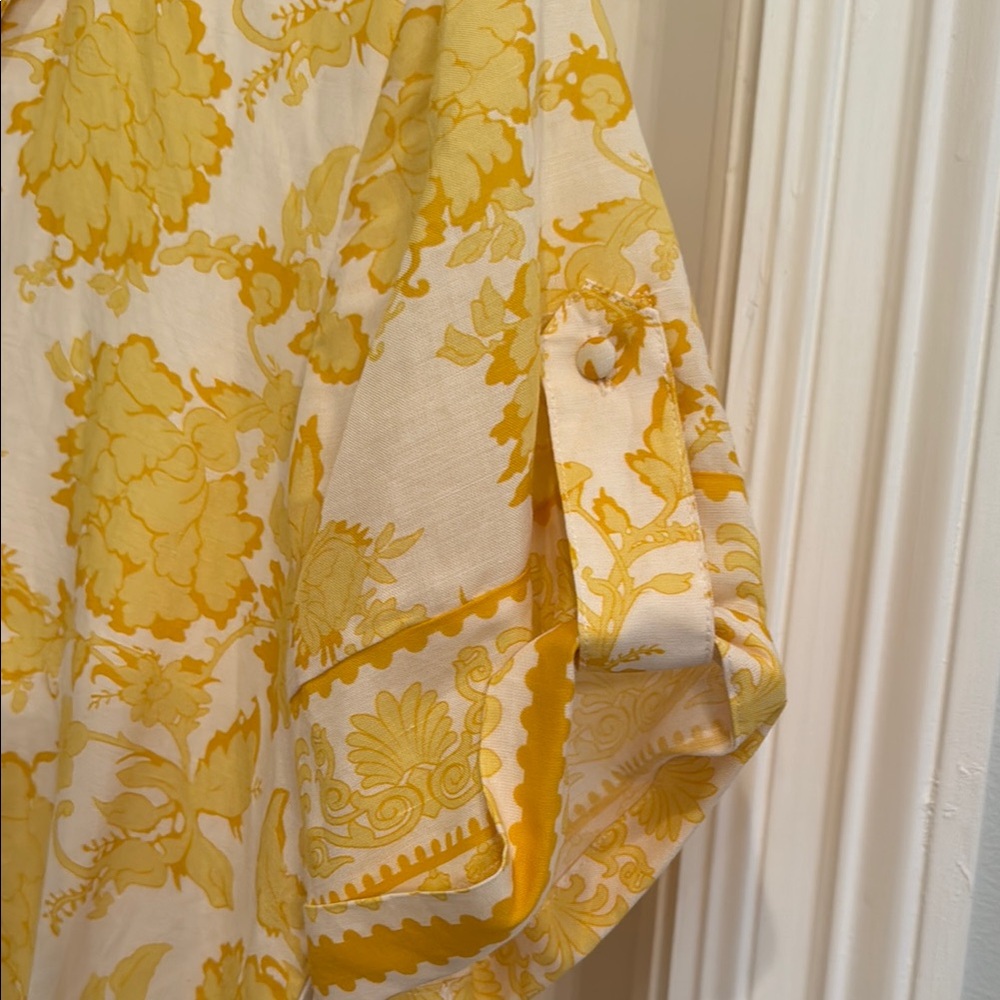 Yellow Floral Tie-Waist Shirt Dress - Picture 3 of 4
